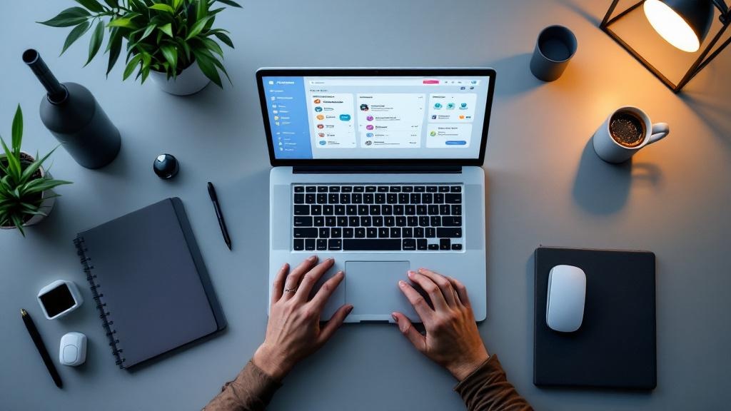 Escritorio con múltiples herramientas de trabajo remoto abiertas en pantalla de monitor